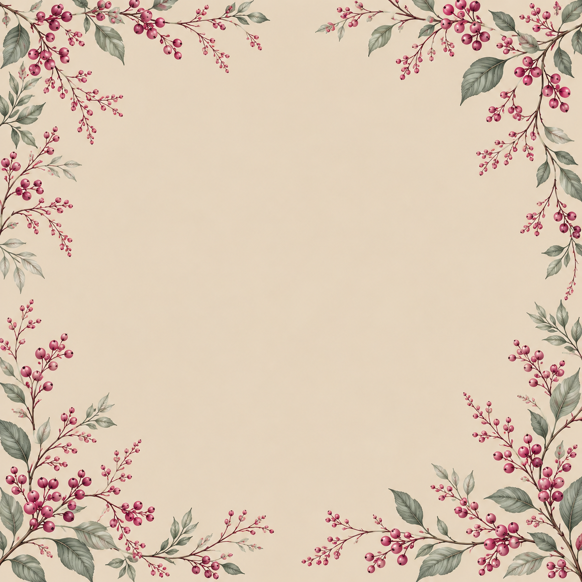 Champagne Berry Branches square mahjong mat surface artwork