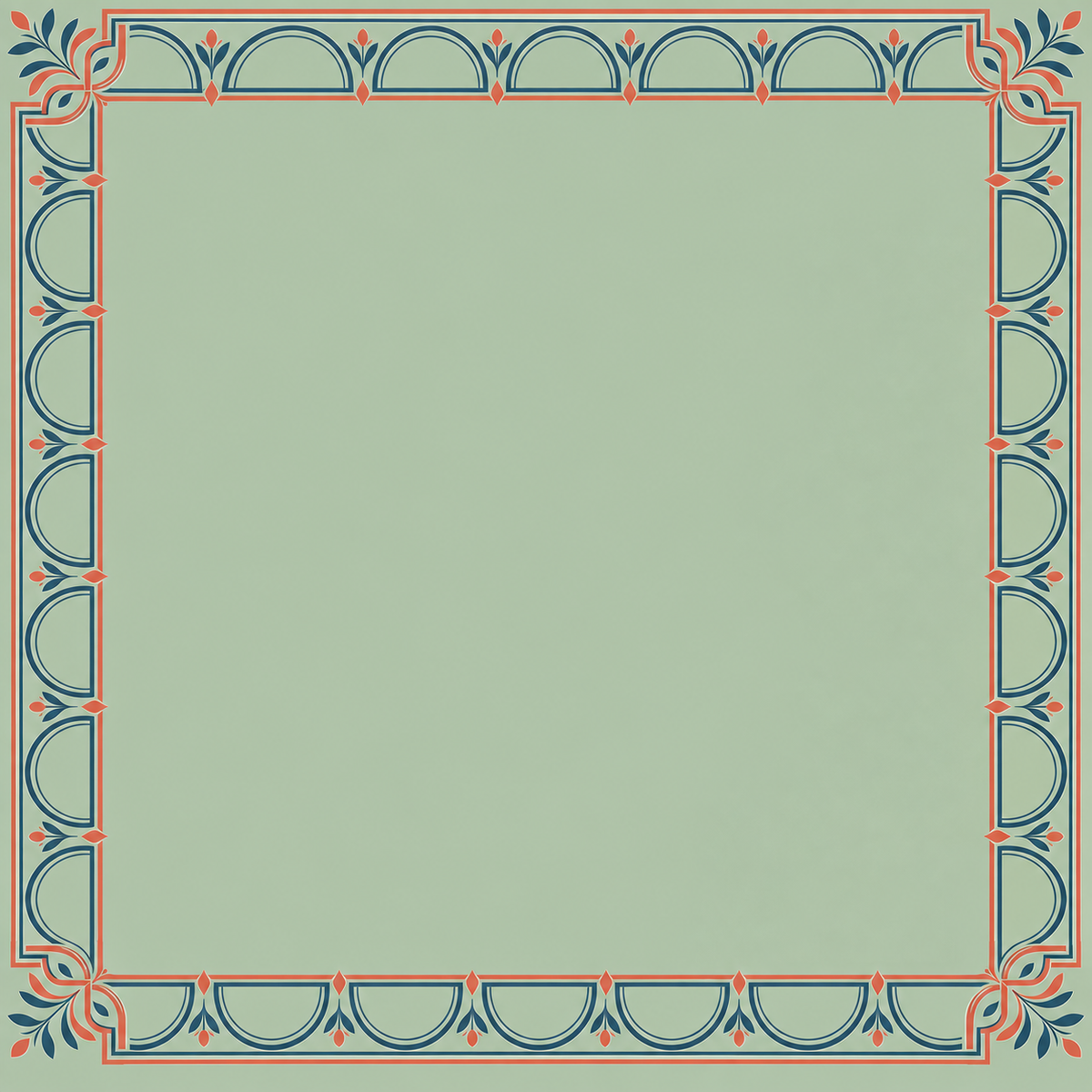 Coral Sage Garden Arches square mahjong mat surface artwork