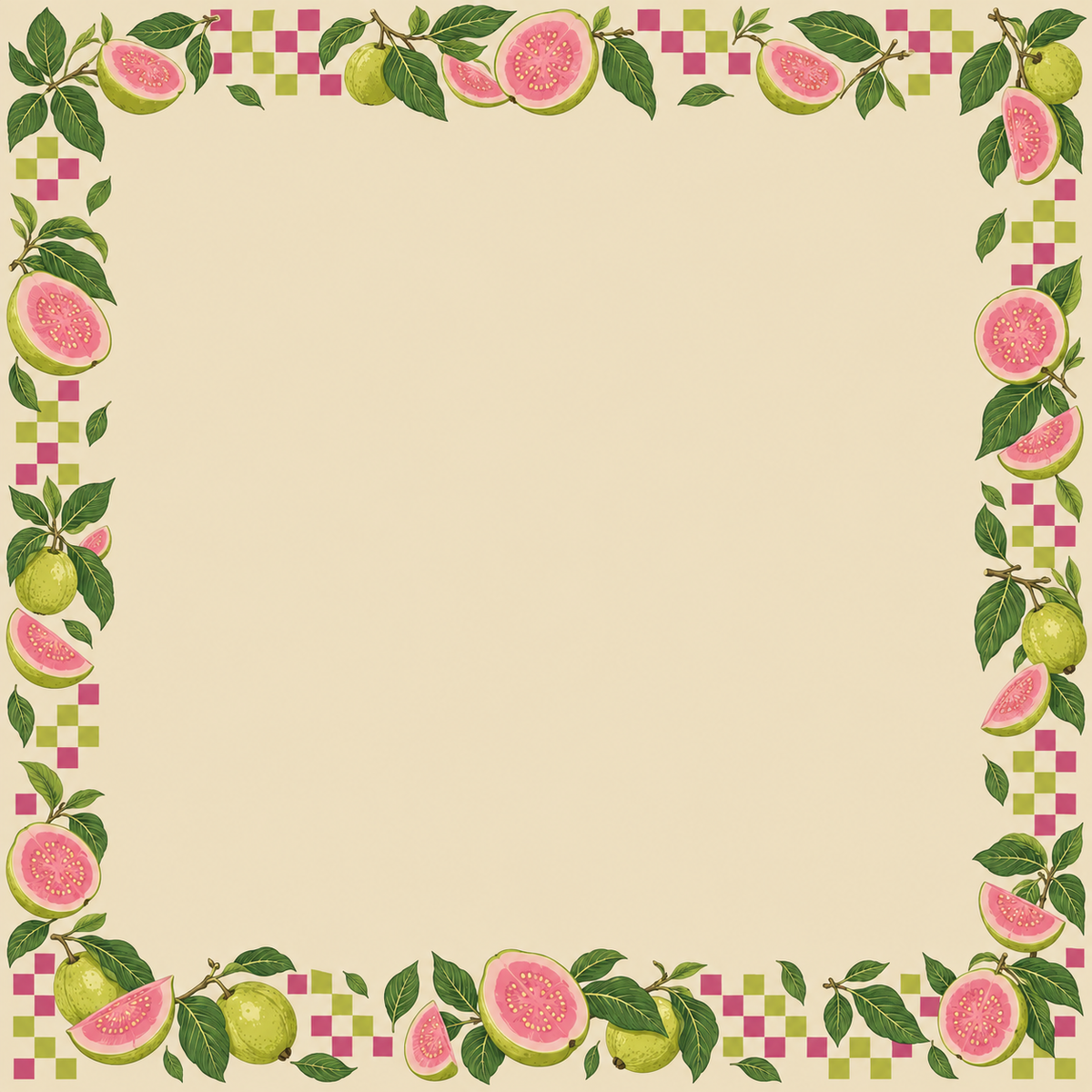 Citron Pink Orchard Checks square mahjong mat surface artwork