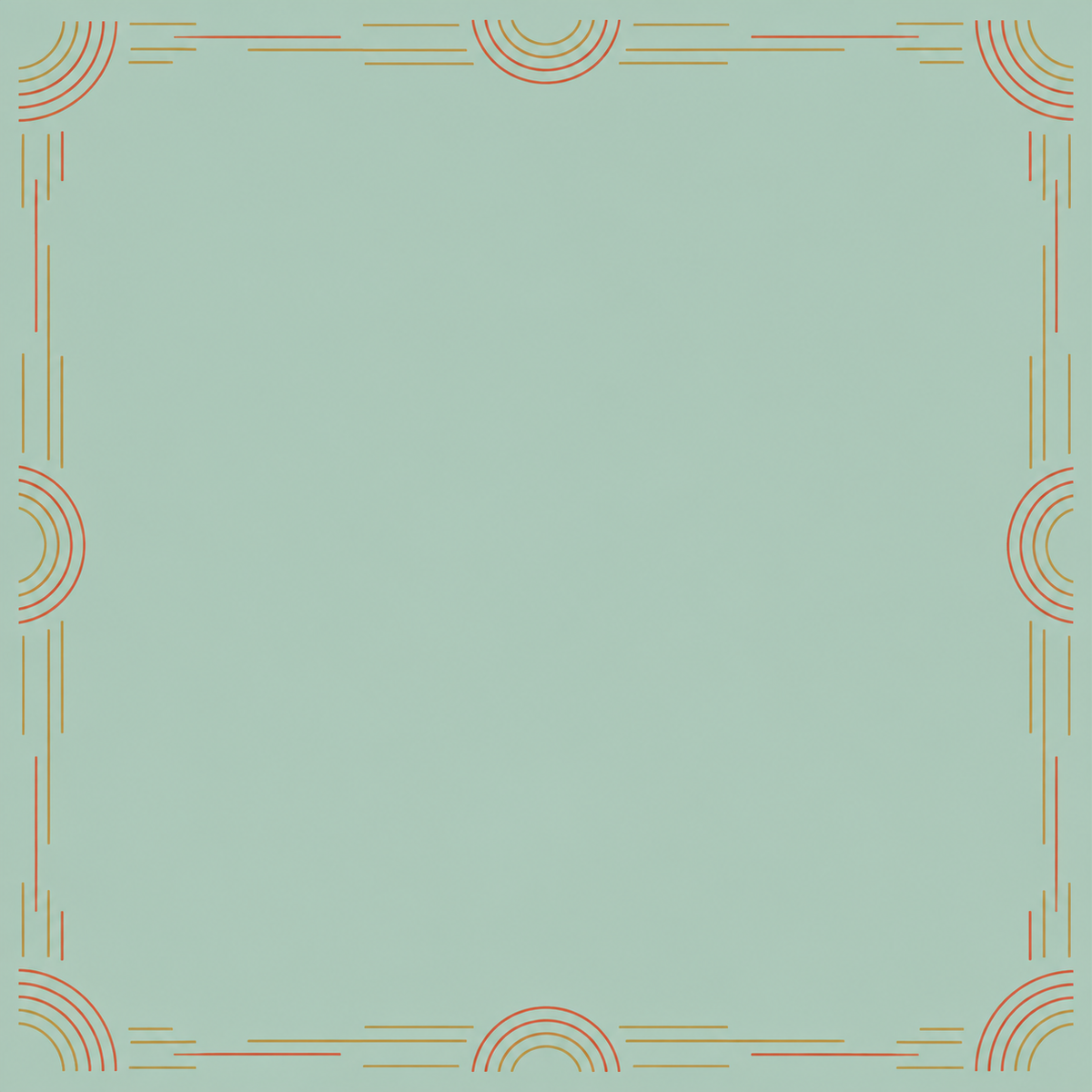 Terracotta Aqua Sunset Lines square mahjong mat surface artwork