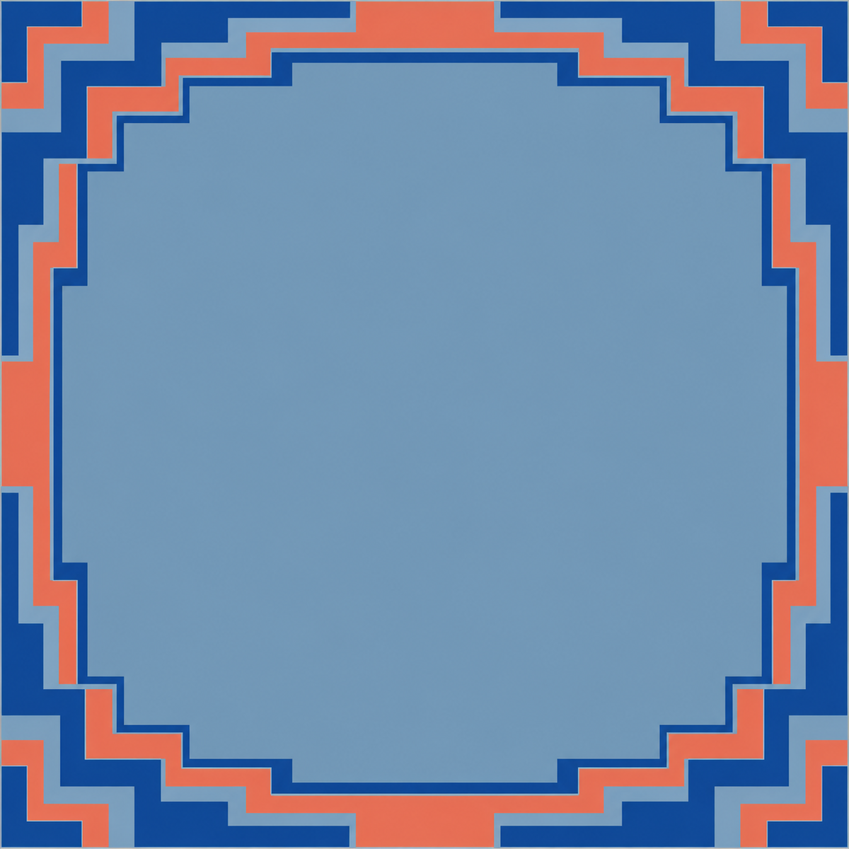 Coral Cobalt Step Frame square mahjong mat surface artwork