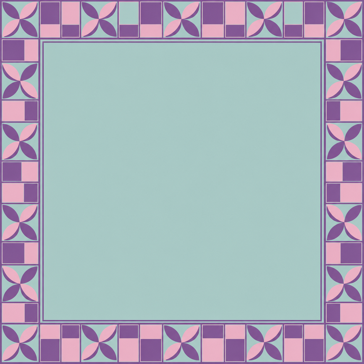 Purple Aqua Petal Checks square mahjong mat surface artwork
