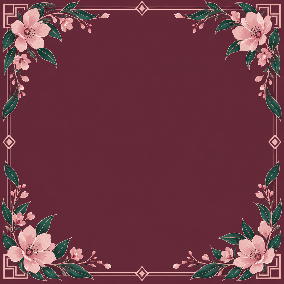 Burgundy Blush Evening Frame square mahjong mat surface artwork
