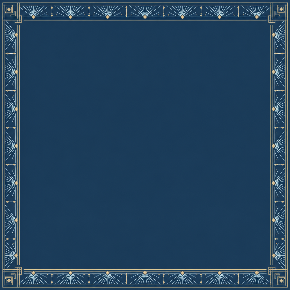 Midnight Ice Blue Deco Frame square mahjong mat surface artwork
