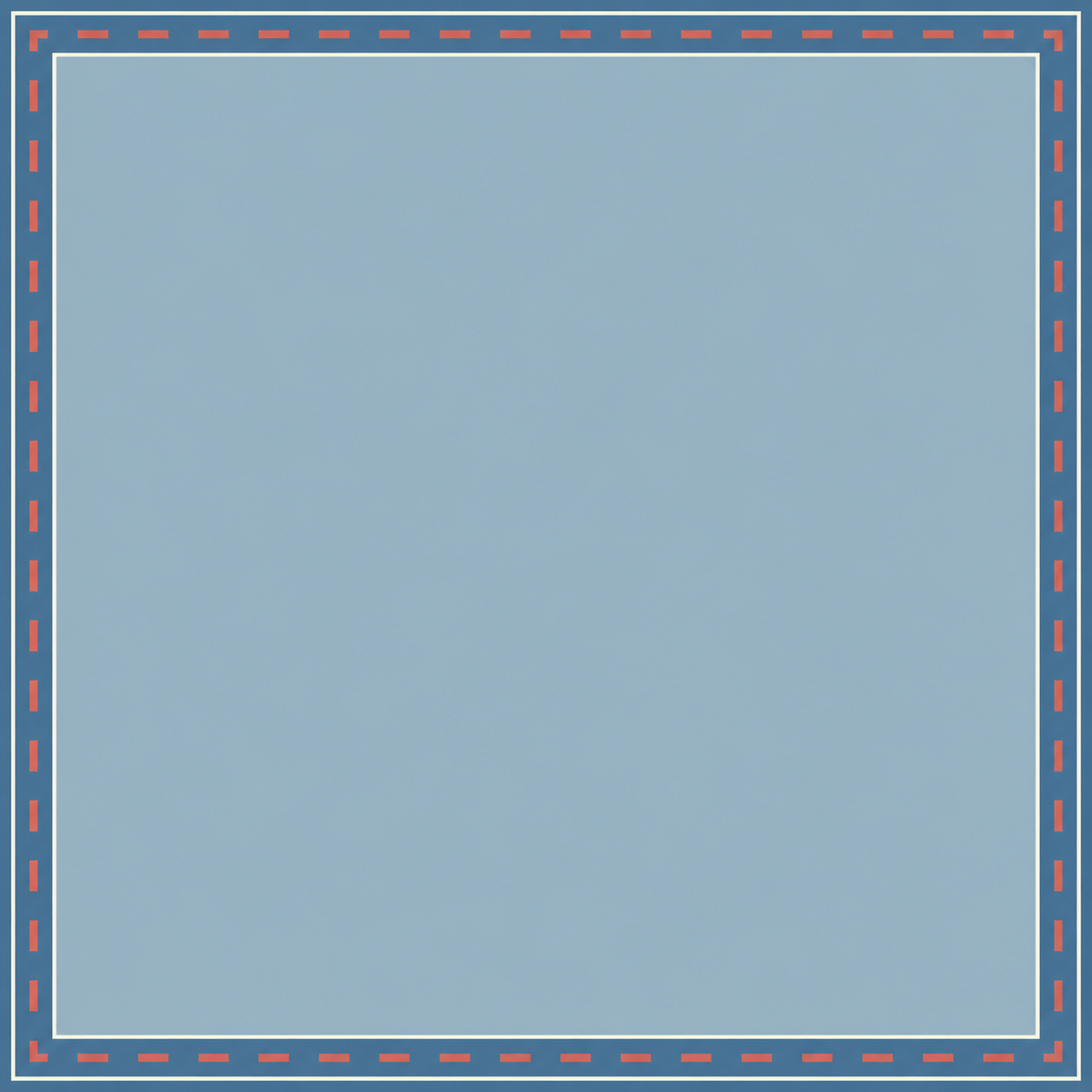 French Blue Red Dash Frame square mahjong mat surface artwork