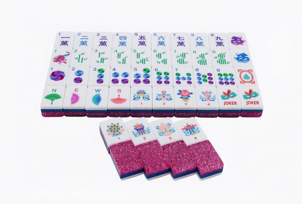 Parlor Pink Stardust — complete face layout with pink glitter backs and blue acrylic layer #Colorway_Pink Stardust