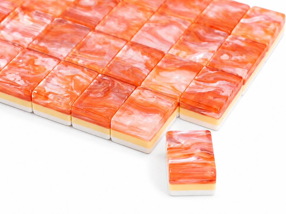 Coral Blush warm coral pearlescent tile backs #Back Color_Coral Blush