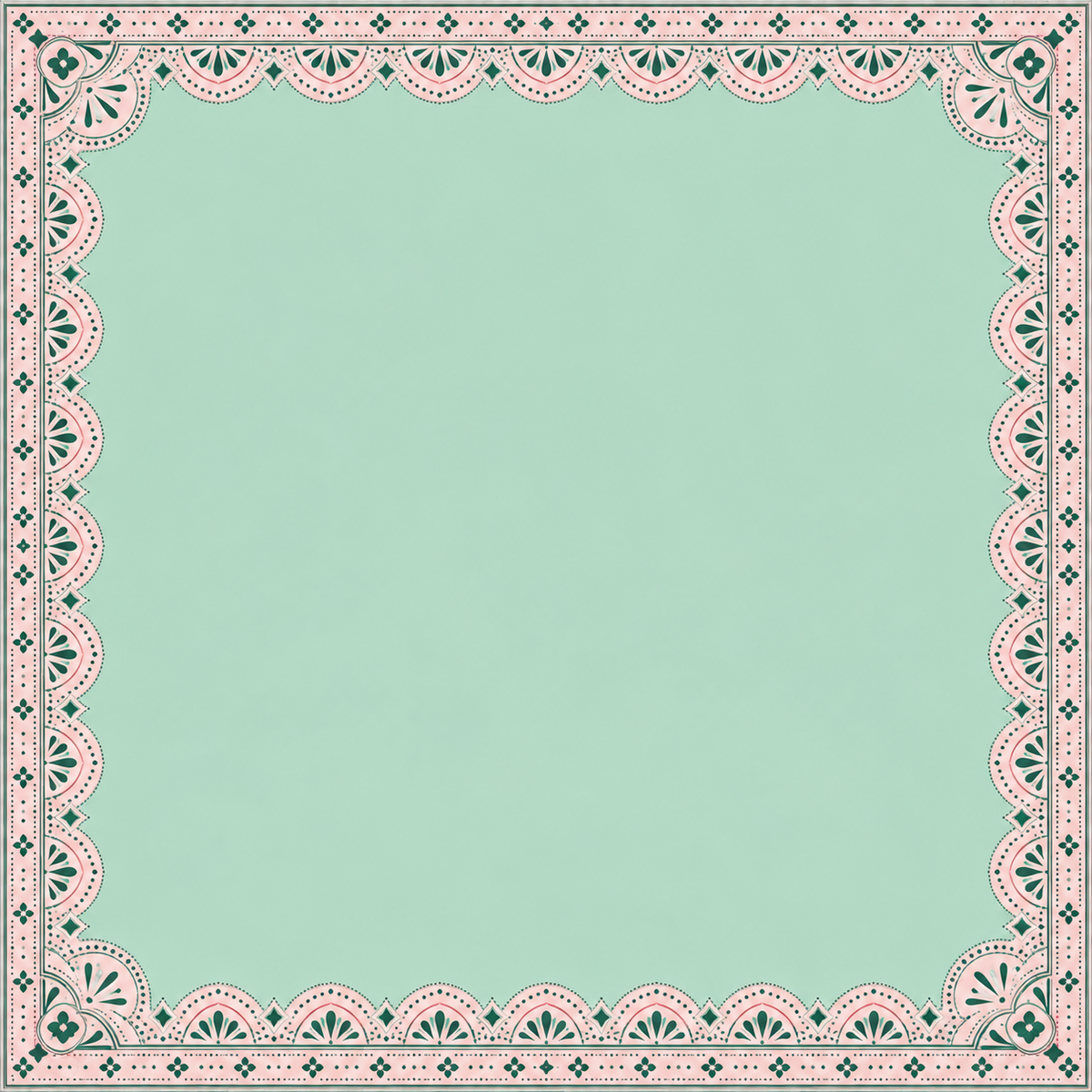 Mint Blush Lace Frame square mahjong mat surface artwork