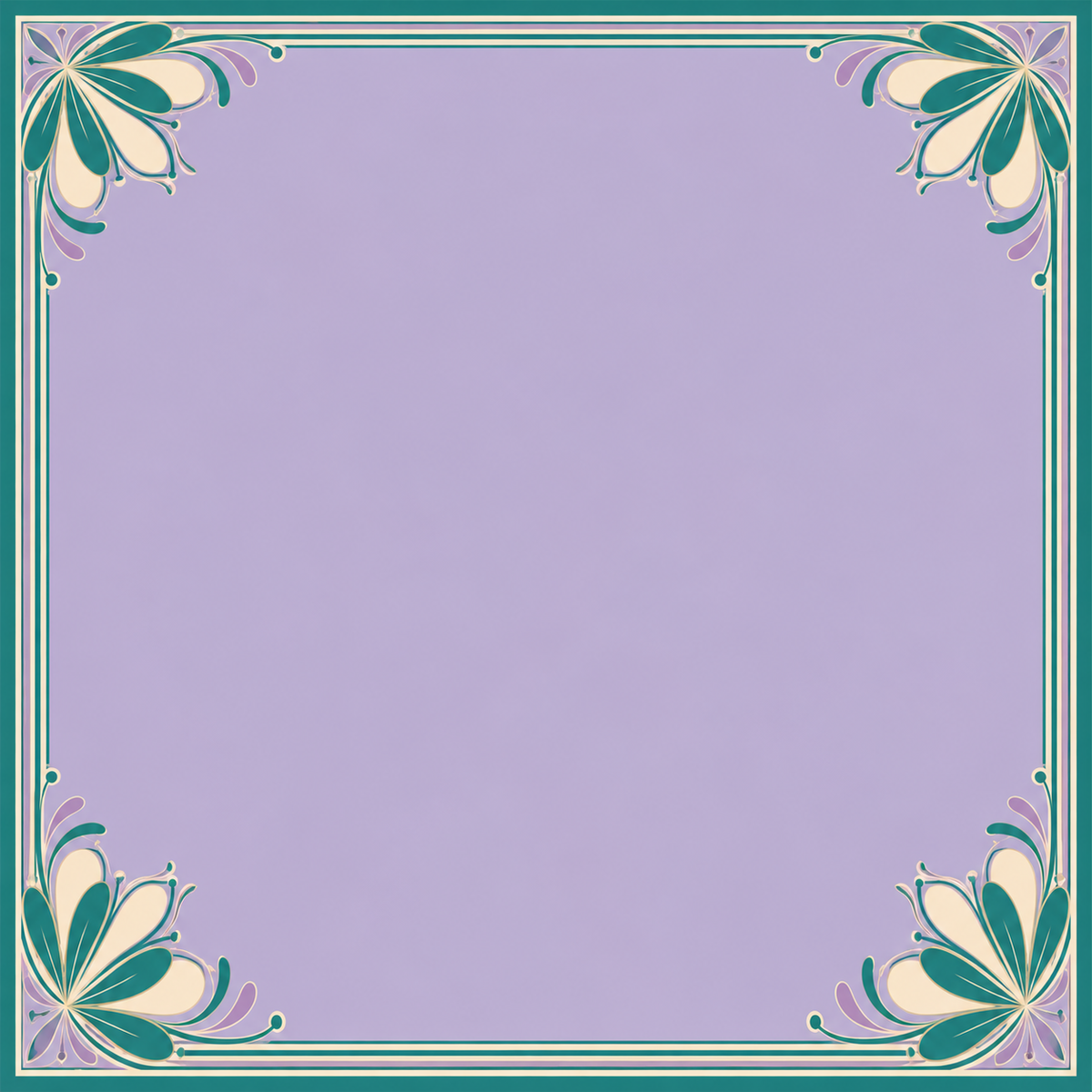 Lilac Teal Petal Corners square mahjong mat surface artwork