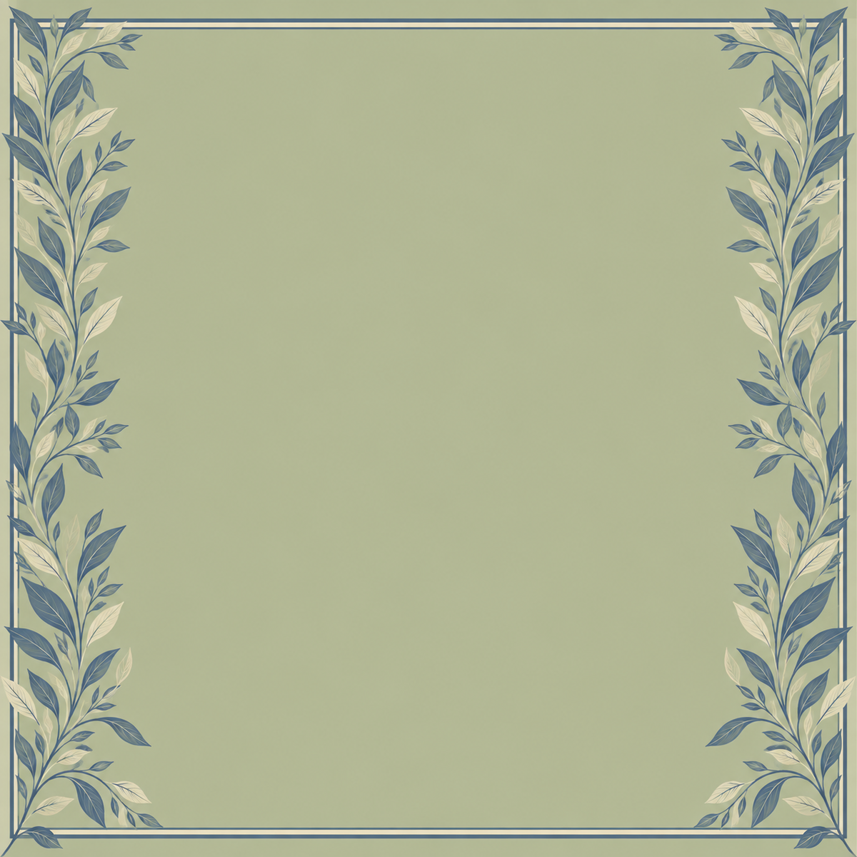 Olive Blue Leaf Border square mahjong mat surface artwork