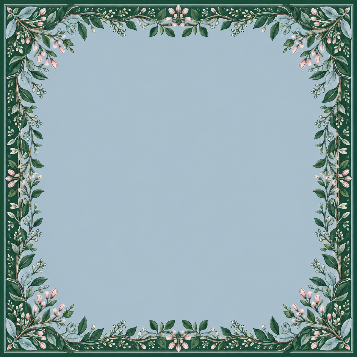 Soft Blue Forest Garden square mahjong mat surface artwork