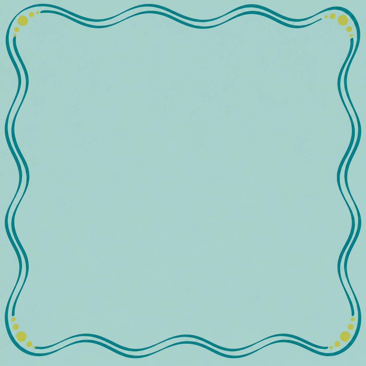 Teal Citron Wave Frame square mahjong mat surface artwork