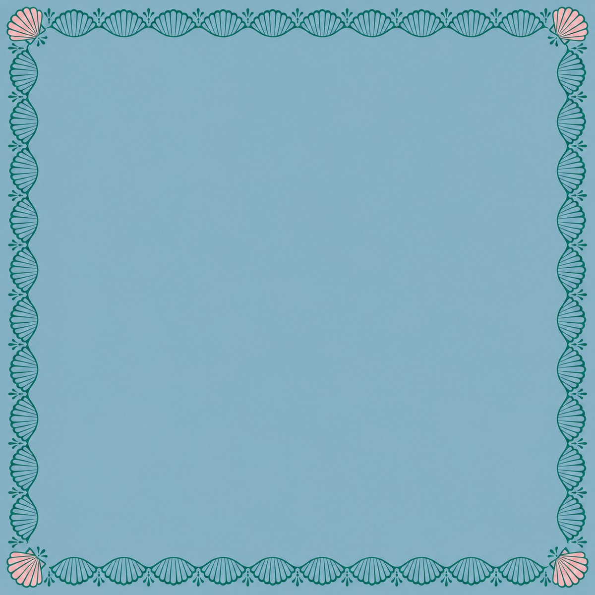 Sky Blue Teal Shell Edge square mahjong mat surface artwork