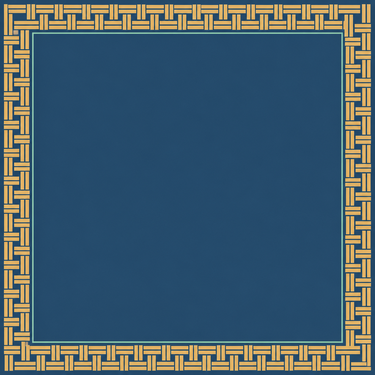 Navy Bamboo Woven Frame square mahjong mat surface artwork