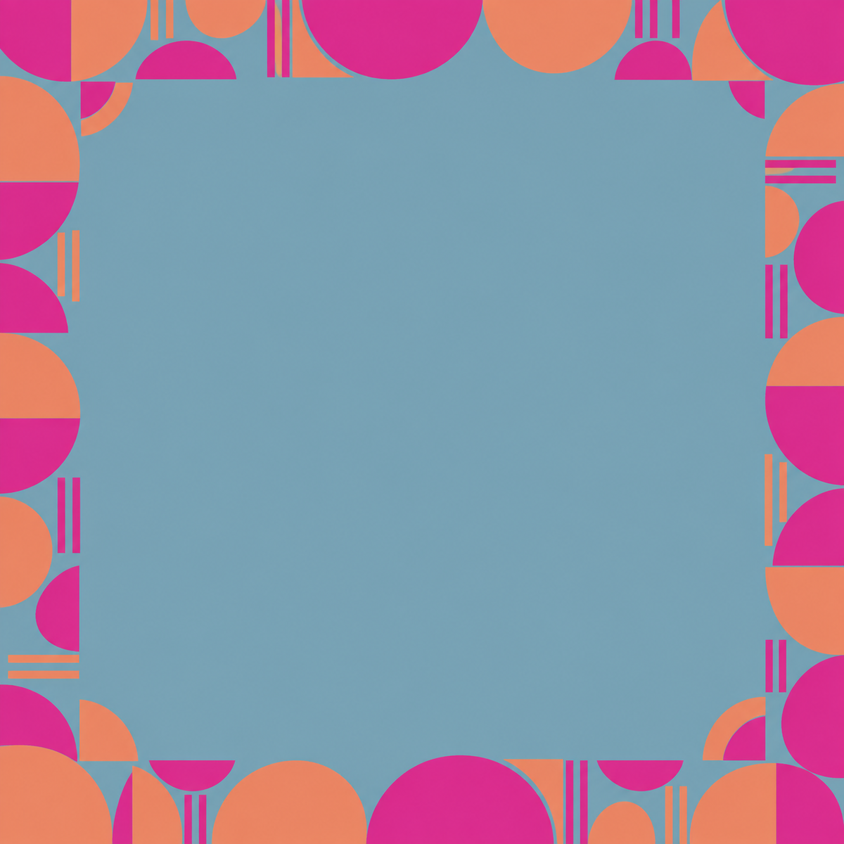 Hot Pink Orange Slice Border square mahjong mat surface artwork