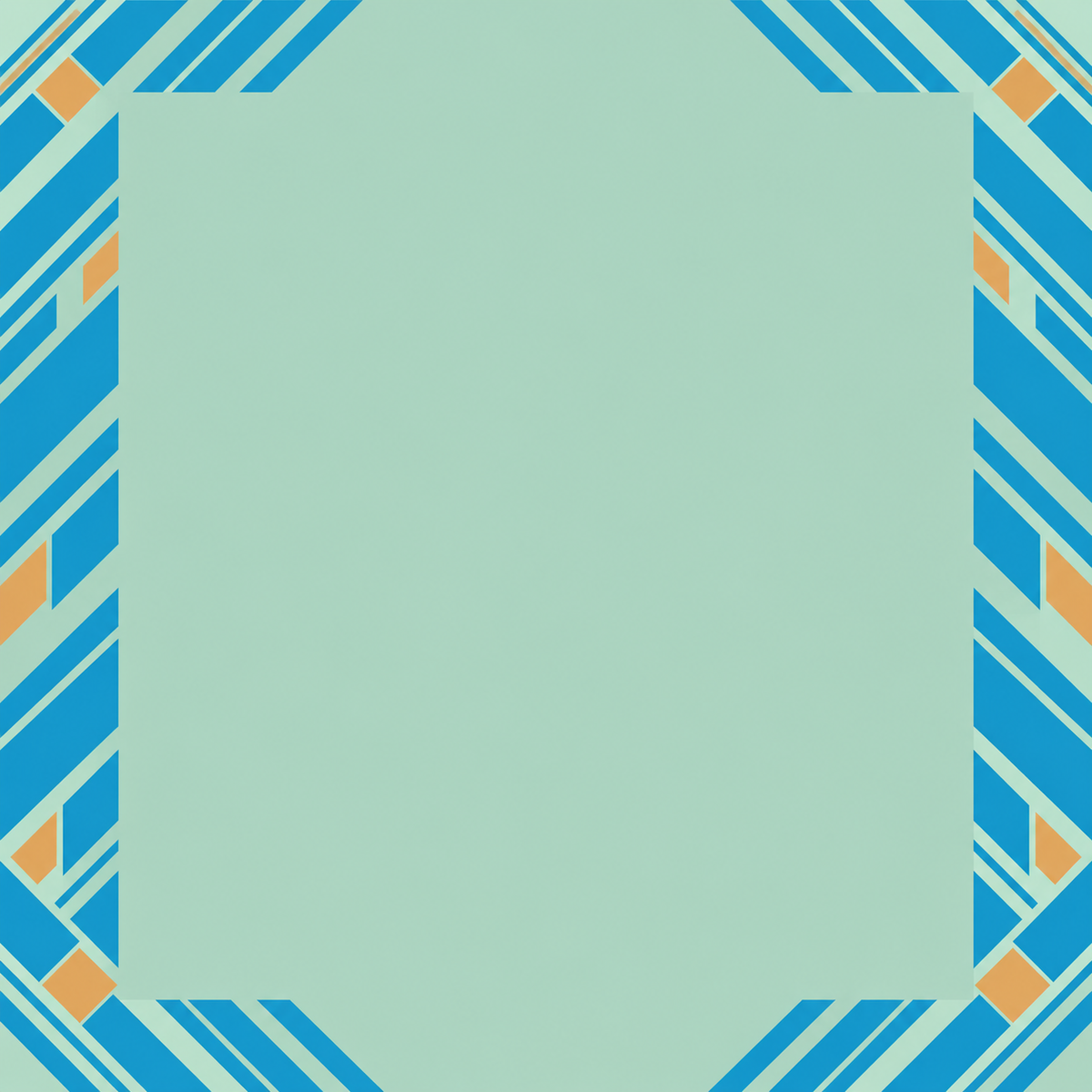 Mint Electric Blue Diagonal Bands square mahjong mat surface artwork