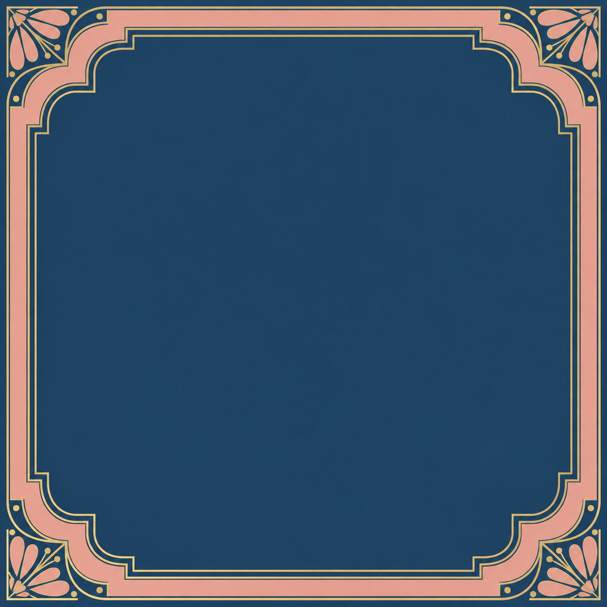 Navy Peach Stepped Arches square mahjong mat surface artwork