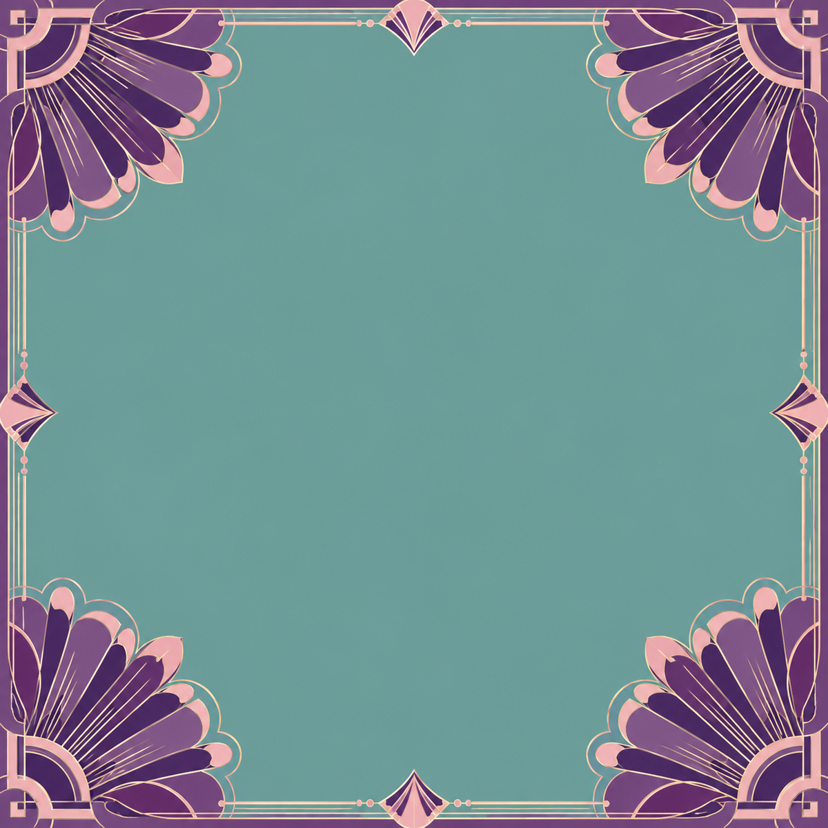 Purple Teal Fan Corners square mahjong mat surface artwork