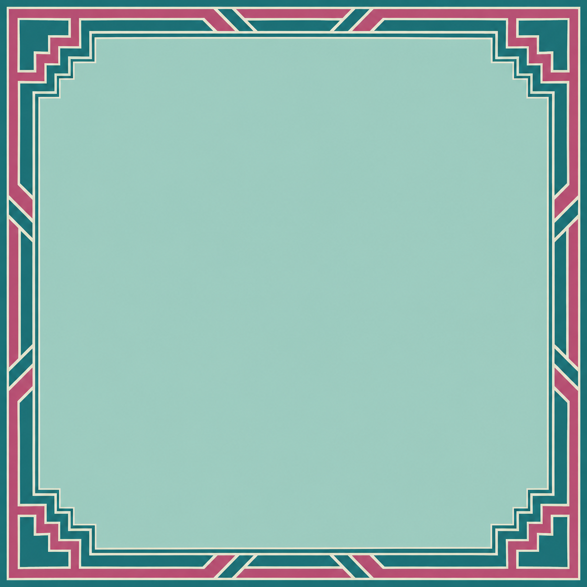 Teal Berry Deco Lines square mahjong mat surface artwork