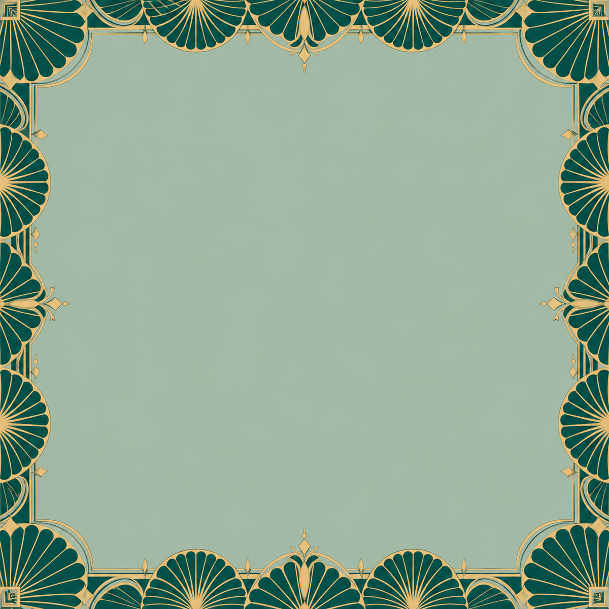 Emerald Champagne Fan Frame square mahjong mat surface artwork