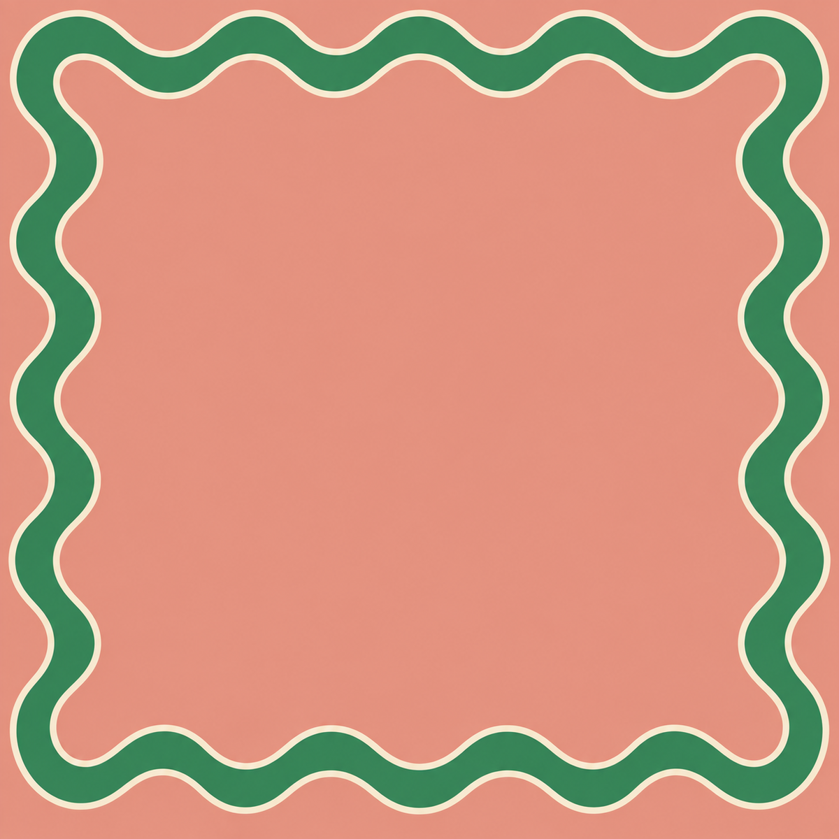 Coral Kelly Green Ripple Frame square mahjong mat surface artwork