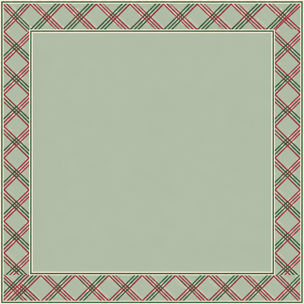 Ruby Green Crosshatch Frame square mahjong mat surface artwork