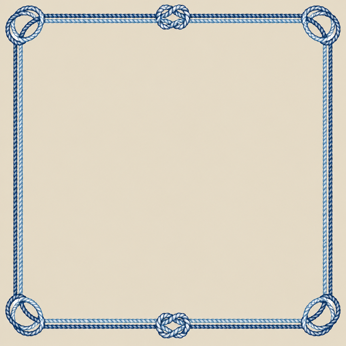 Ivory Blue Rope Frame square mahjong mat surface artwork