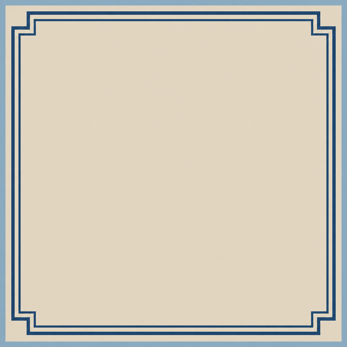 Ivory Navy Double Frame square mahjong mat surface artwork