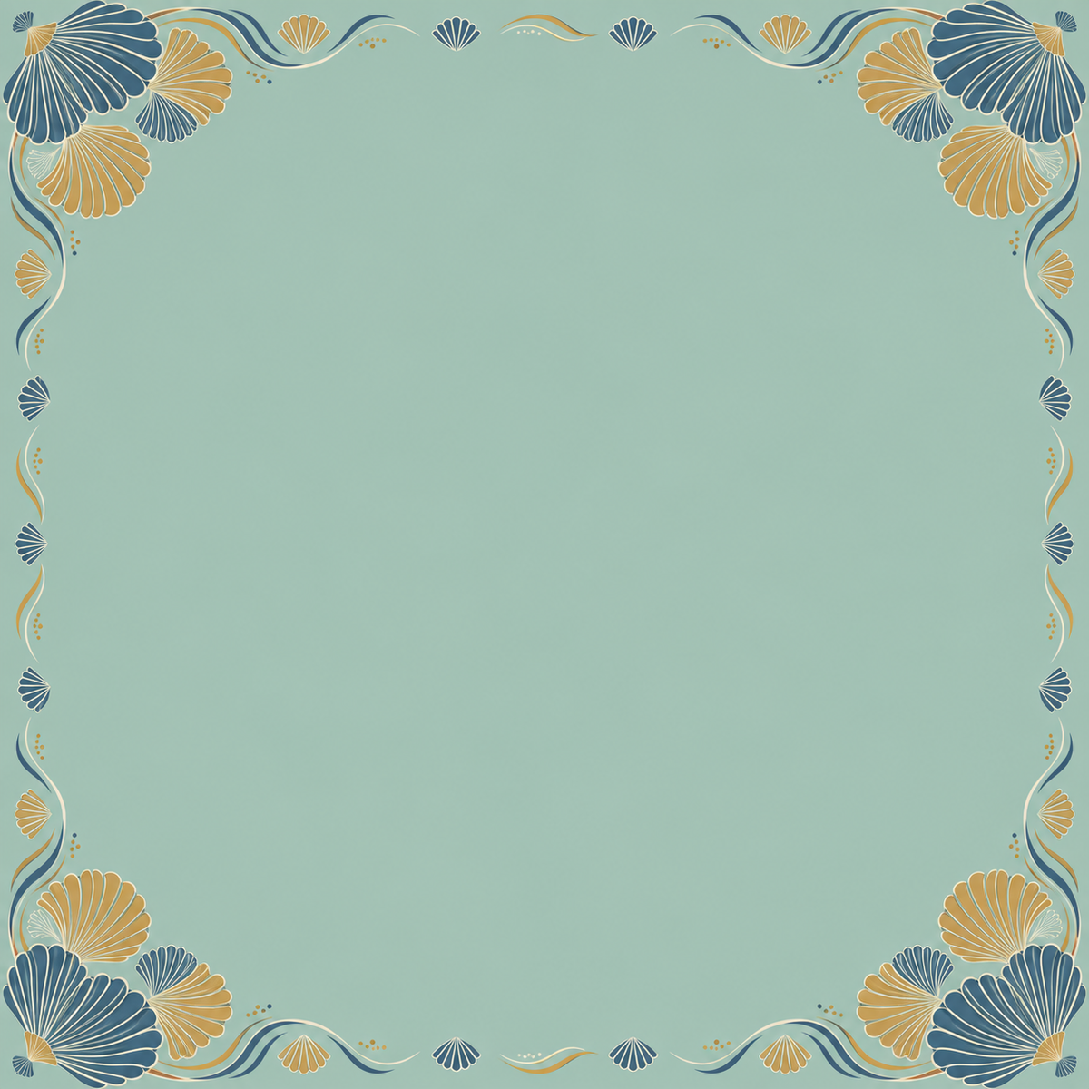 Seafoam Ochre Shell Lines square mahjong mat surface artwork