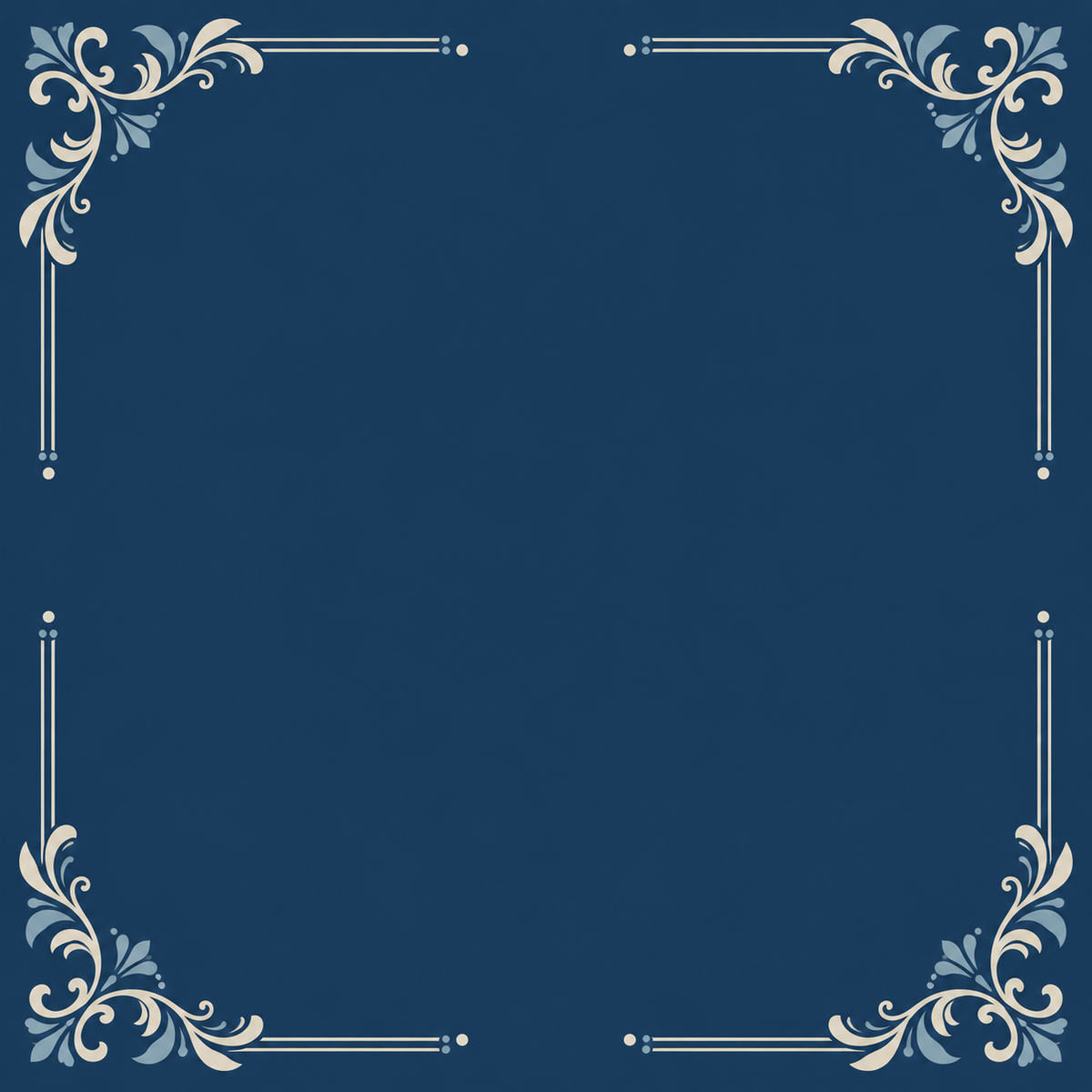Navy Warm White Scroll Frame square mahjong mat surface artwork