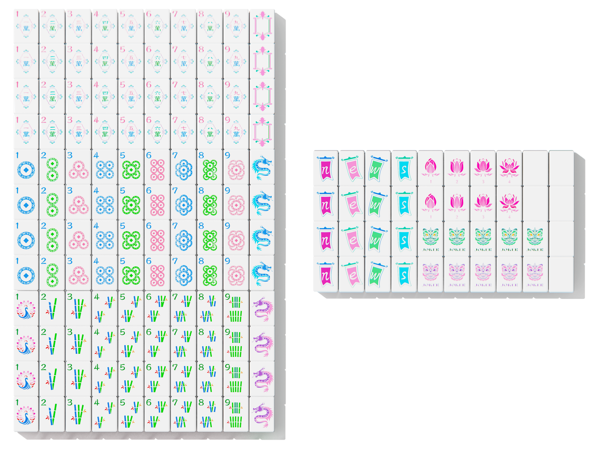Club American Mahjong tiles — complete 160-tile face layout