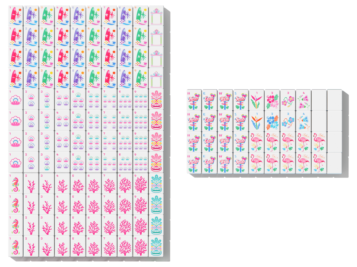 Getaway American Mahjong tiles — complete 160-tile face layout