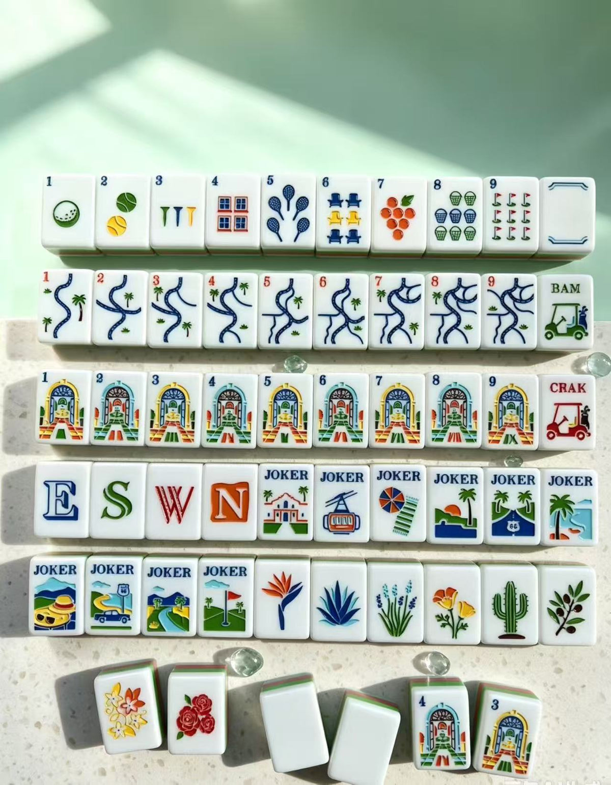 Resort American Mahjong tiles — Cabana Mint full set #Colorway_Cabana Mint