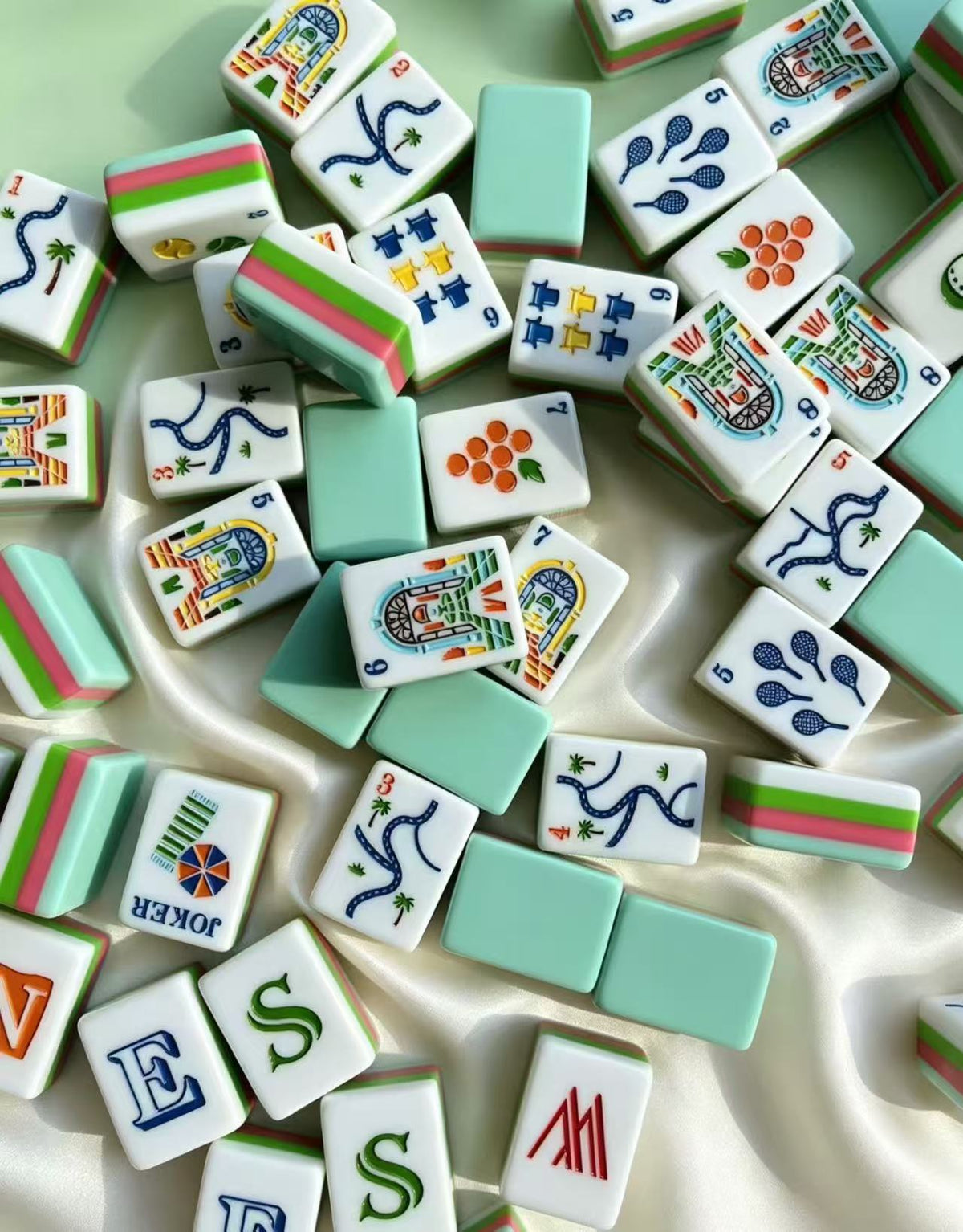 Resort American Mahjong tiles — Cabana Mint colorway #Colorway_Cabana Mint