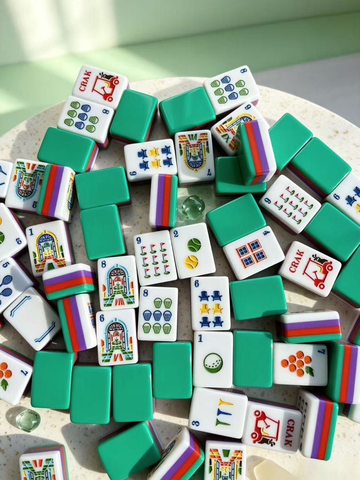 Resort American Mahjong tiles — Riviera Green backs #Colorway_Riviera Green