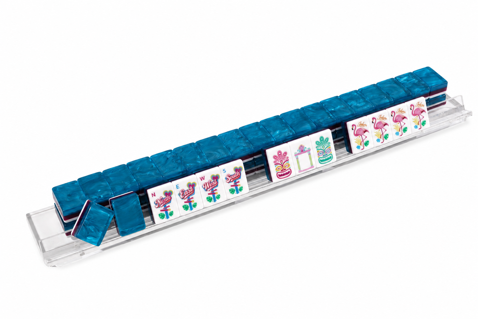 Four Seats The Getaway Table Azure Tide mahjong tile design