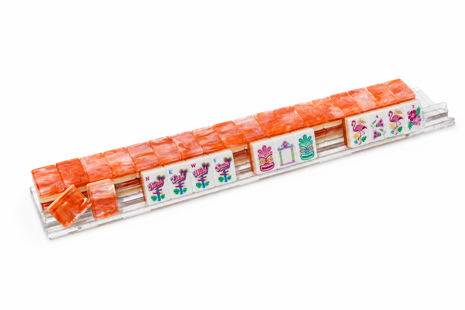 Four Seats The Getaway Table Coral Blush mahjong tile design