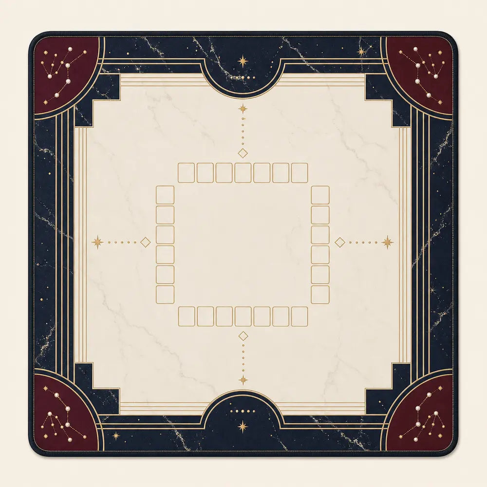 Jewel-tone celestial mat pattern